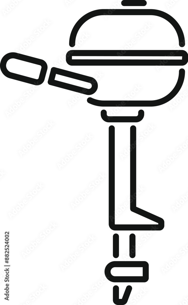 Simple line art icon of a boat motor used for propelling a vessel through water Simple line art icon of a boat motor used for propelling a vessel through water