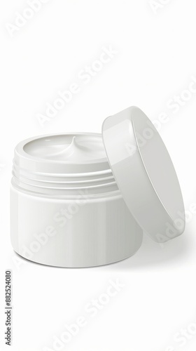 Opened face cream container isolated on white background