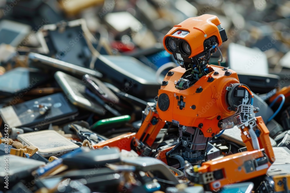 Orange Robot in a Sea of Electronics Orange Robot in a Sea of Electronics