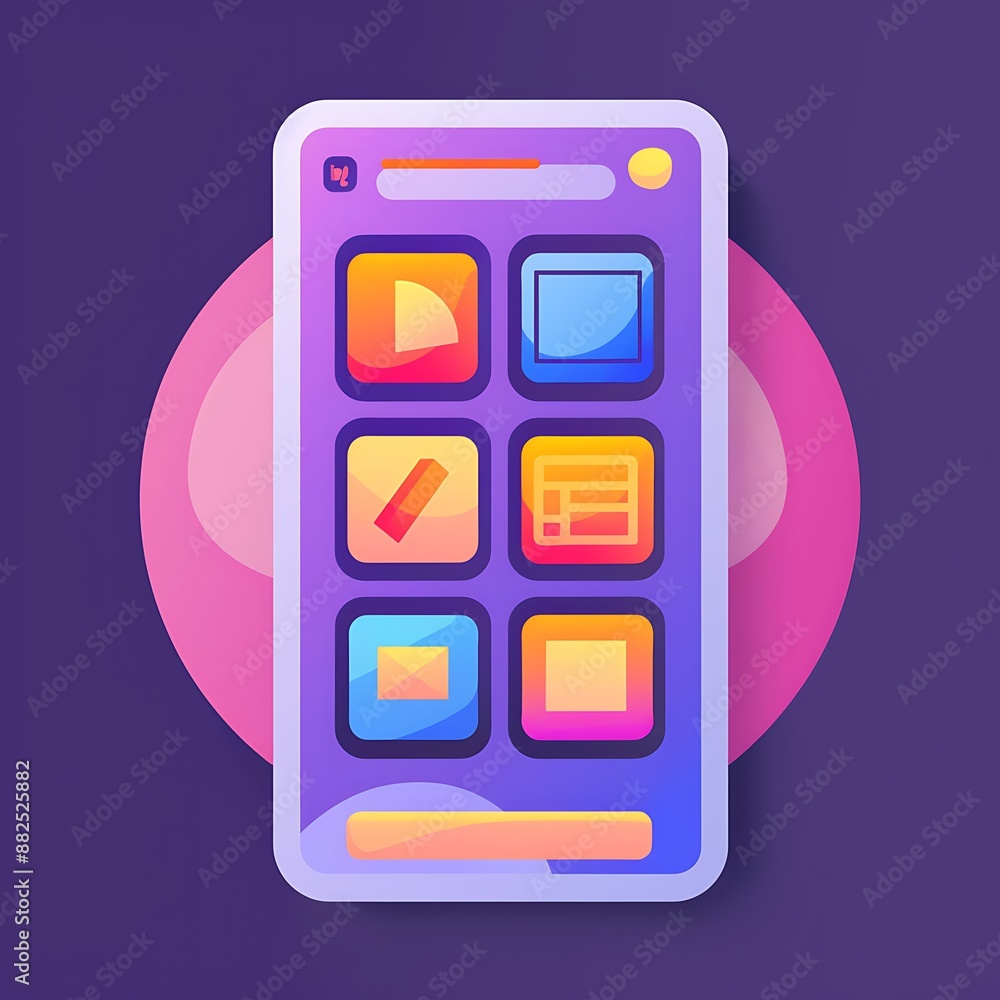 Colorful mobile interface with various app icons Colorful mobile interface with various app icons