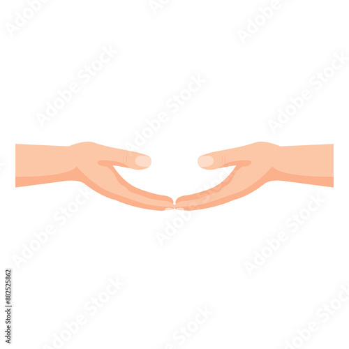 Human hands holding something together, two hands helping each other to lift something, help or care hand gesture