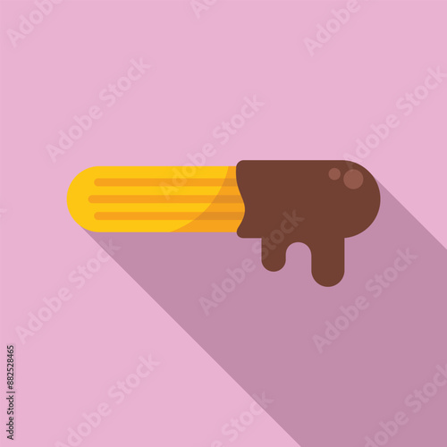 Minimalist illustration of a churro dipping in a hot chocolate cup, perfect for projects related to food and beverages
