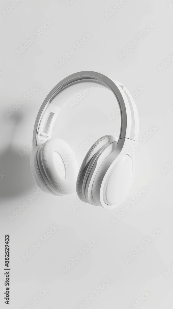 Search by image or video White headphone floating on white background. minimal concept idea. monochrome. 3d render Search by image or video White headphone floating on white background. minimal concept idea. monochrome. 3d render