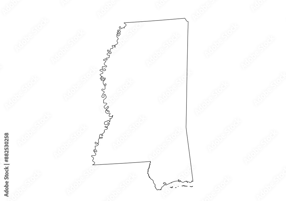 Political map of Mississippi state, United States of America Political map of Mississippi state, United States of America
