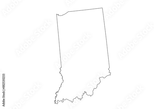 Political map of Indiana state, United States of America