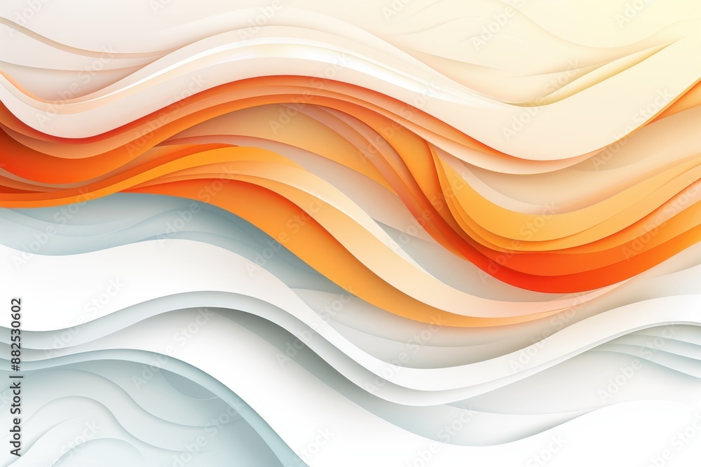 Naklejka premium Abstract fluid art with vibrant orange and cream waveforms, blending into each other seamlessly, creating a soothing and dynamic visual effect.