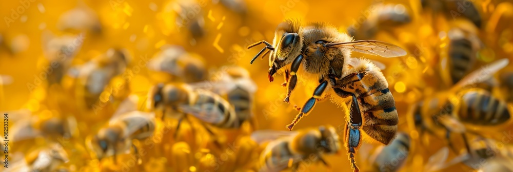 Obraz premium World bee day background and honey with copy space. National Wildlife Day, World Wildlife Day, Wildlife Conservation Day, and many more.