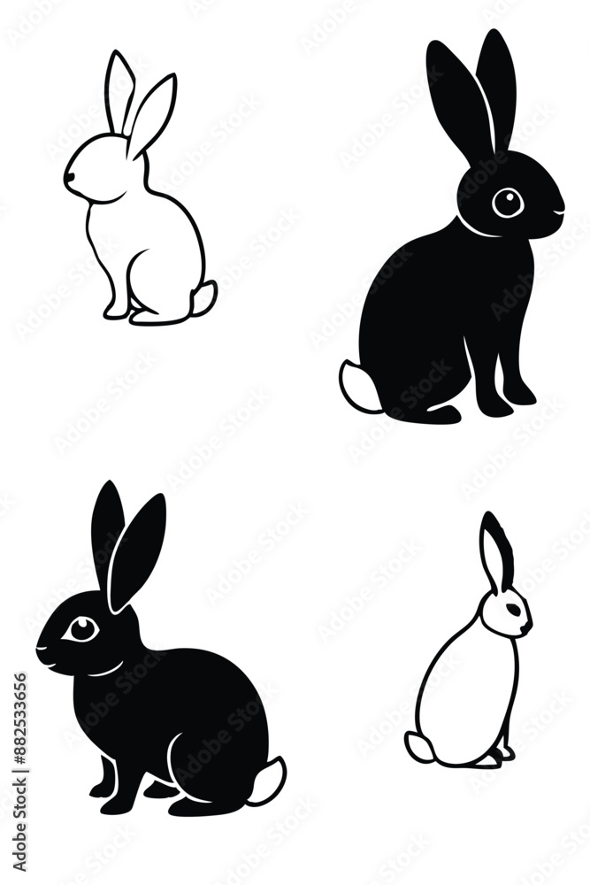 Fototapeta premium set of rabbits silhouettes