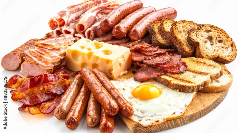 tack Sausage, breakfast on white stock photo Bacon, Bread, Breakfast, Cheese, Choice1 tack Sausage, breakfast on white stock photo Bacon, Bread, Breakfast, Cheese, Choice1