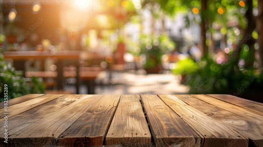 A sunny outdoor café with a wooden table, surrounded by greenery and bright, inviting natural light. A sunny outdoor café with a wooden table, surrounded by greenery and bright, inviting natural light.