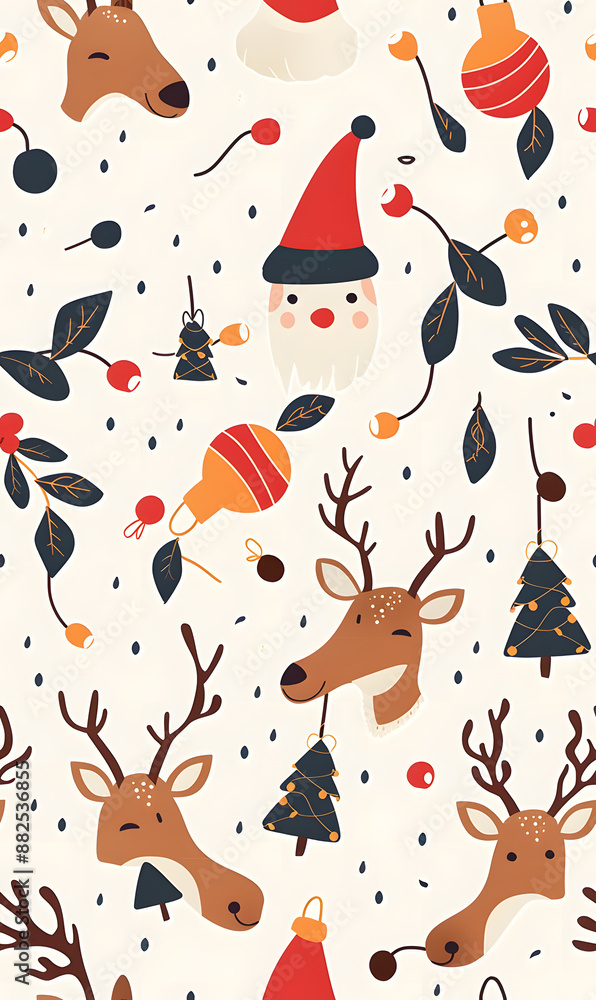2D illustrated New Year card in a cute graphic style seamless pattern. 2D illustrated New Year card in a cute graphic style seamless pattern.