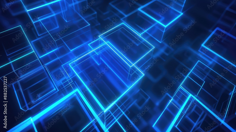 Futuristic Blue Neon Tunnel with Reflective Floor Futuristic Blue Neon Tunnel with Reflective Floor