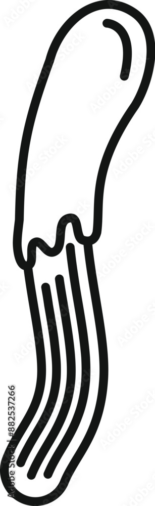 Black and white line drawing of a churro with glaze dripping down Black and white line drawing of a churro with glaze dripping down