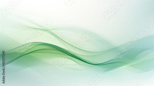Abstract background of light green and gray gradient flowing curves, light tones, dynamic composition, minimalist design with an elegant sense of technology