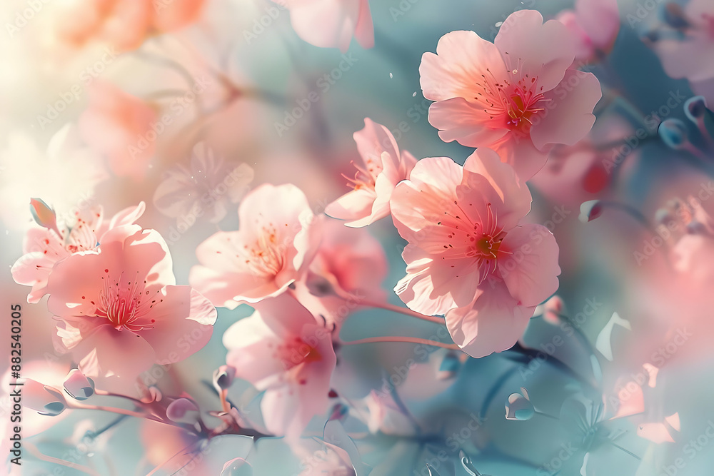 Pink Sakura Blossoms in Soft Focus Illustration Pink Sakura Blossoms in Soft Focus Illustration