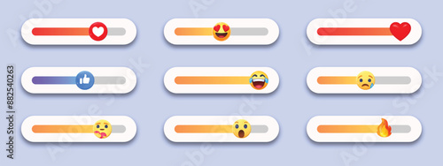 social media poll emoji slider stickers. 3d poll slider