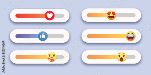 social media poll emoji slider stickers. 3d poll slider