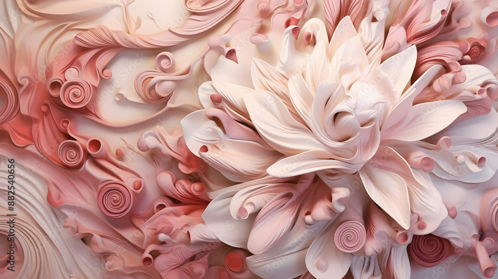 Abstract 3D Flower Background in Pink and White Abstract 3D Flower Background in Pink and White