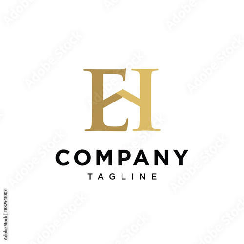 Letter E H house elegant logo icon vector