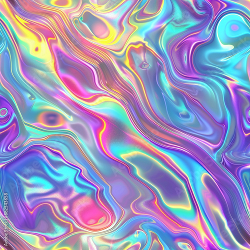 Vibrant holographic seamless background for modern designs, ideal for web, fashion, tech, and creative projects, with stunning iridescent fluid patterns and vivid colors