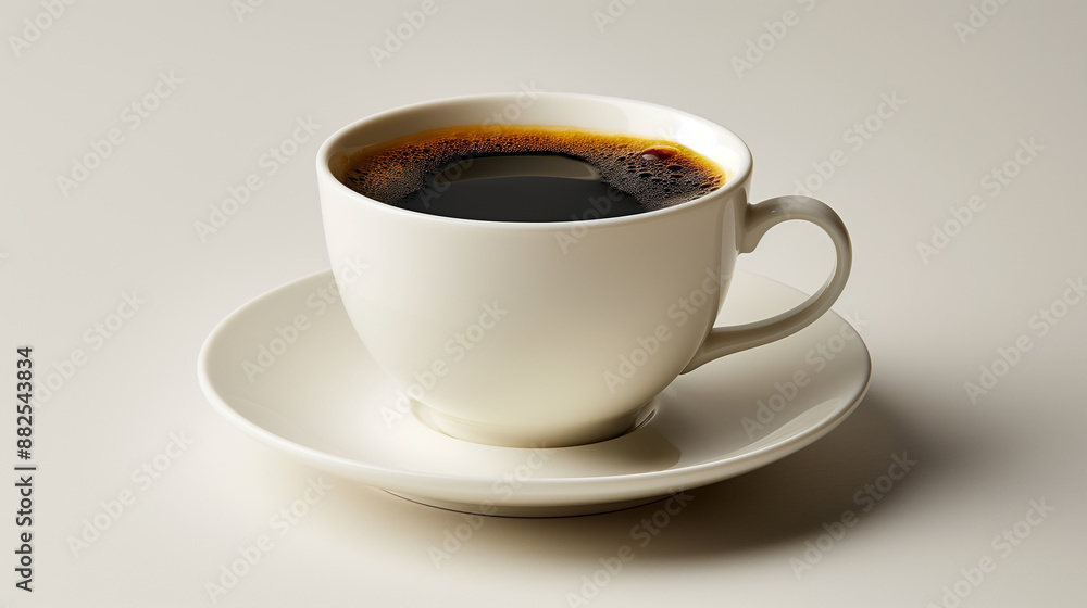 Freshly brewed cup of coffee with crema on white background Freshly brewed cup of coffee with crema on white background