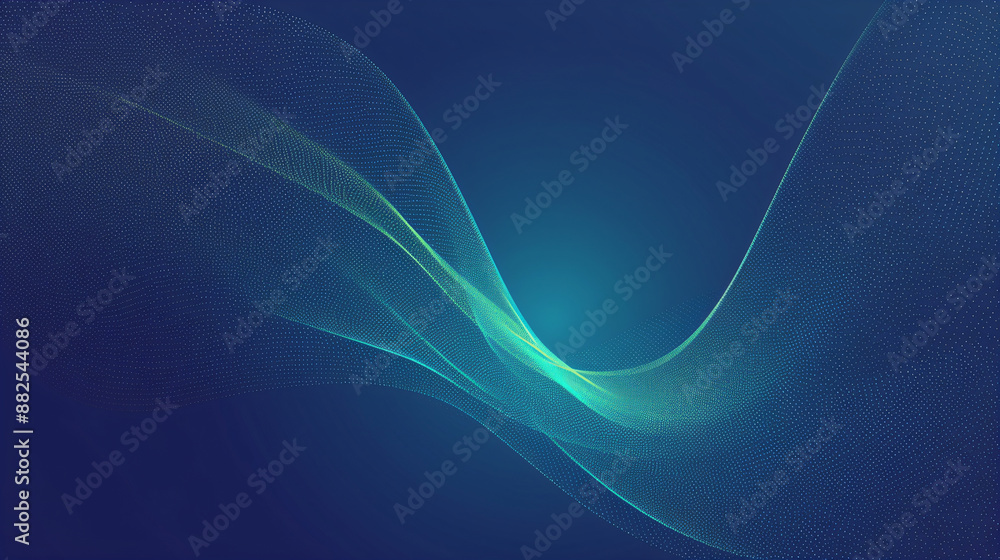 Abstract 3d teal blue flow wave on dark background. Digital data structure. Future mesh or soundgrid. Futuristic technology concept. Backdrop for design banner, poster, business card