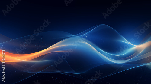 abstract background with blue and orange glowing waves in the style of technology concept