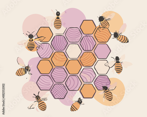 cute bee honey comb v2