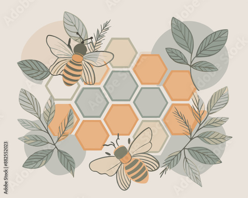 cute bee honey comb v3