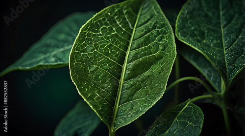 Green Leaf Closeup Ecology Dark Background Wallpapaer