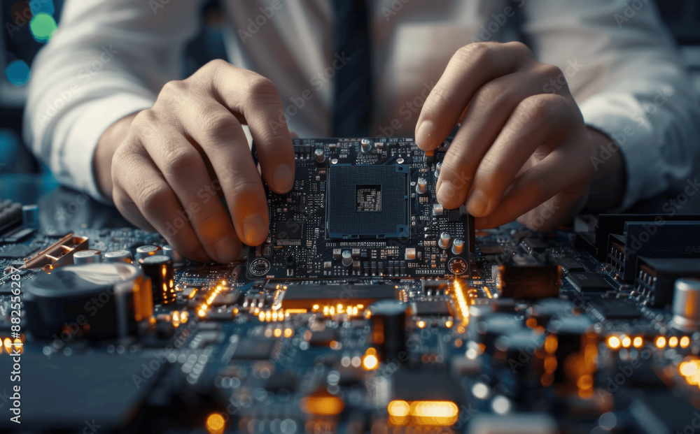 Computer Engineer Disassembling PC for Maintenance and Repair, Computer Hardware, Technology Upgrade, Diagnostic, Workshop, Digital Tools