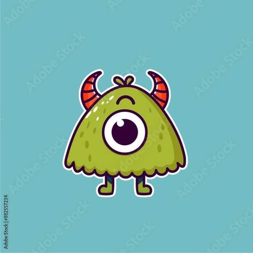 simple one-eyed green monster vector