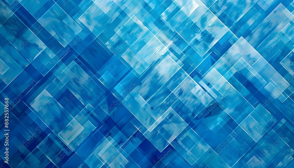 Electric blue geometric pattern of squares on a azure blue background. Electric blue geometric pattern of squares on a azure blue background.
