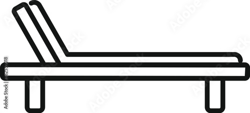 Simple line drawing of an empty sunbed representing a relaxing summer vacation