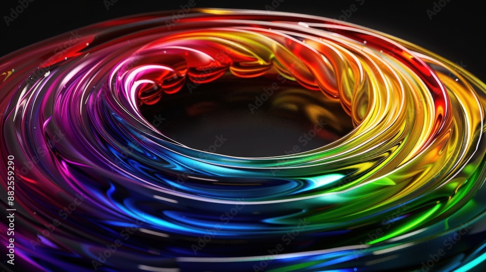 Colorful abstract swirl with vibrant rainbow hues on a dark background, creating a mesmerizing and dynamic visual effect. Colorful abstract swirl with vibrant rainbow hues on a dark background, creating a mesmerizing and dynamic visual effect.