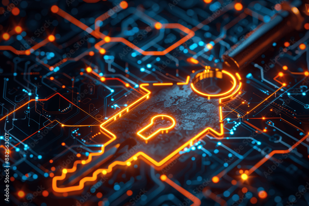 © btiger - Smart Digital Key with House Symbol and Hologram for Home Security, Real Estate, and Online Property Management © btiger - Smart Digital Key with House Symbol and Hologram for Home Security, Real Estate, and Online Property Management