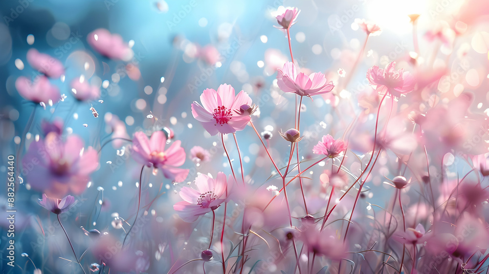 Pink Flower Field Illustration Pink Flower Field Illustration