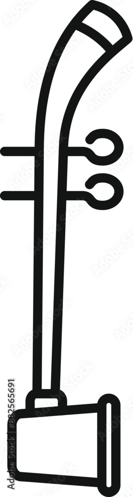 Simple line icon representing a dan bau, a traditional vietnamese string instrument Simple line icon representing a dan bau, a traditional vietnamese string instrument