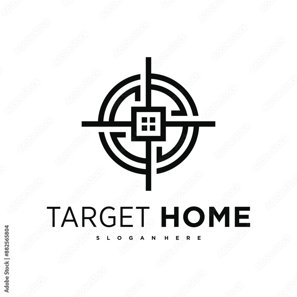 Target house logo design, combination of house logo and target sign. Premium Vector Target house logo design, combination of house logo and target sign. Premium Vector