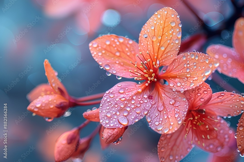 a close up of a flower with drops of water on it. a close up of a flower with drops of water on it.