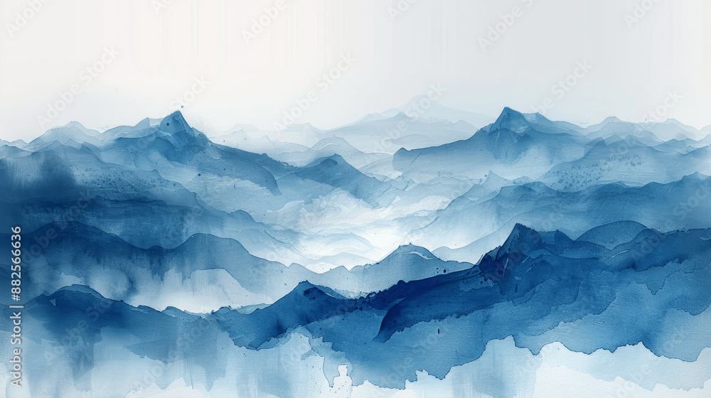 Abstract Blue Ocean Wave Watercolor Background with Soft Edges and Organic Shapes Abstract Blue Ocean Wave Watercolor Background with Soft Edges and Organic Shapes