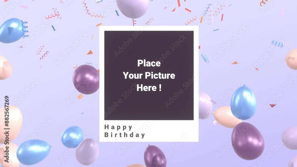 Happy Birthday Video Template. Happy Birthday Animation With Confetti ...