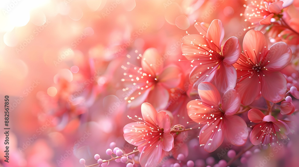 Pink Flower Illustration with Bokeh Background Pink Flower Illustration with Bokeh Background