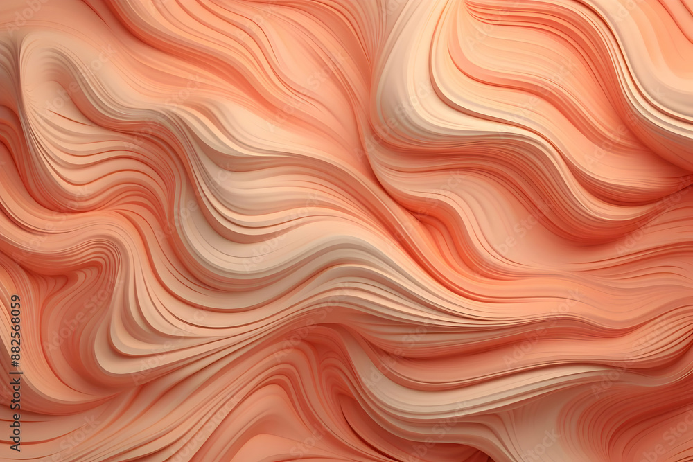 Abstract 3D Background with Wavy Lines in Peach and Cream Abstract 3D Background with Wavy Lines in Peach and Cream