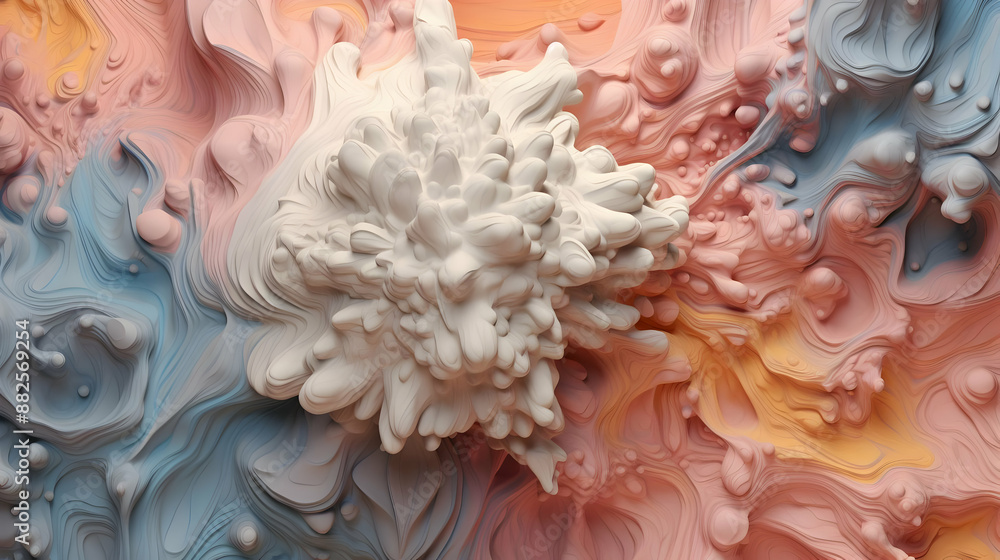 Abstract 3D Background with White Blob and Pastel Colors Abstract 3D Background with White Blob and Pastel Colors