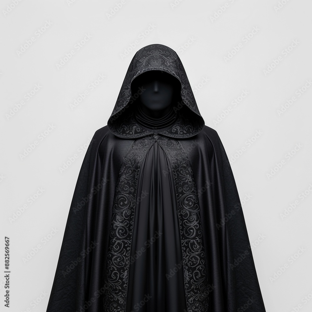 a creepy disguise display, spooky costume stand, gothic details, haunted vibe, isolated on white background a creepy disguise display, spooky costume stand, gothic details, haunted vibe, isolated on white background