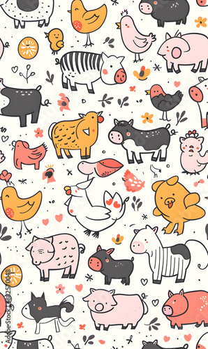 cartoon 2d illustrator doodle pattern, cute pattern in graphic seamless pattern