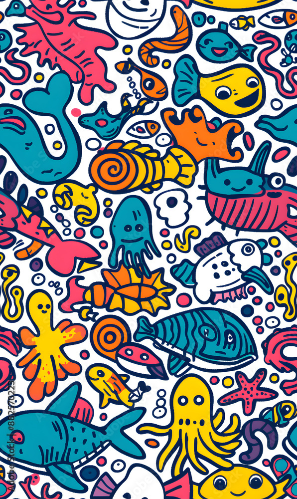 cartoon 2d illustrator doodle pattern, cute pattern in graphic seamless pattern cartoon 2d illustrator doodle pattern, cute pattern in graphic seamless pattern