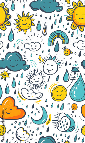 cartoon 2d illustrator doodle pattern, cute pattern in graphic seamless pattern
