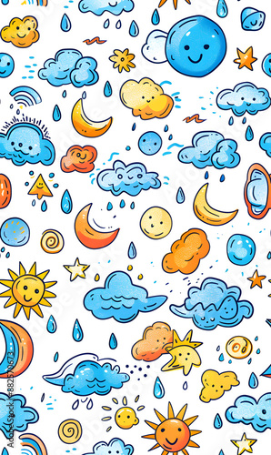 cartoon 2d illustrator doodle pattern, cute pattern in graphic seamless pattern